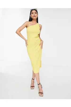 VERO MODA Ribbed jersey bodycon midi dress with one shoulder in