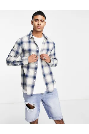 Farah Gregory cotton check shirt in cream