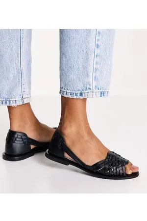 ASOS Wide Fit Francis leather woven flat sandals in