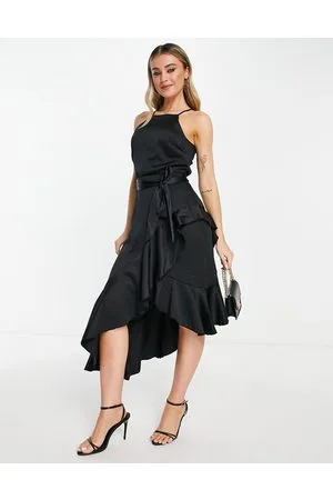 Style Cheat Halter neck ruffle midi dress In