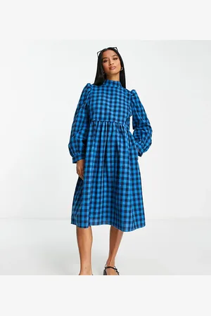 Lola May High neck smock dress in check