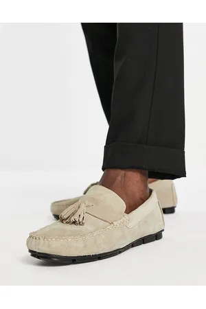 French Connection Suede tassel driver shoes in sand