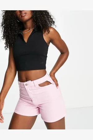 ONLY Camille cut out pocket denim shorts in lilac