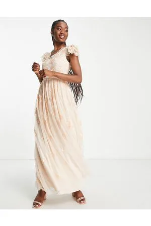 Little Mistress Embellished maxi dress in cream