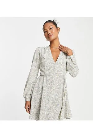 Glamorous V-neck mini swing dress in vintage mini floral
