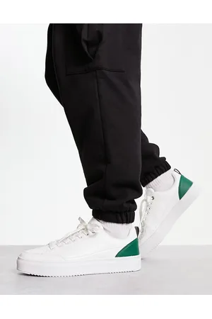 London Rebel Flatform lace up trainers in green contrast
