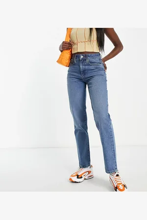 COLLUSION X000 Unisex 90s straight leg jeans in mid wash