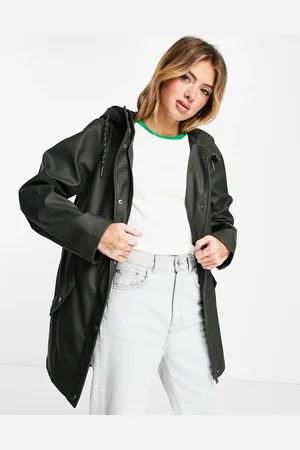 VERO MODA Coated jacket with hood in deep khaki