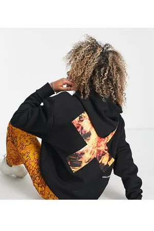 COLLUSION Unisex hoodie with flame logo print