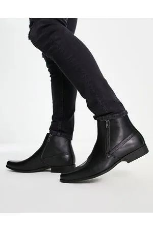 Asos design chelsea boots in clearance black faux leather with zips