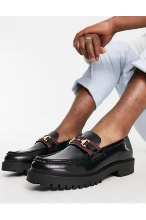 WALK LONDON Sean chunky snaffle trim loafers in leather