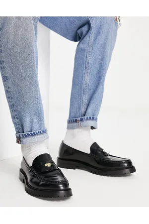 WALK LONDON Campus penny loafers in hi shine leather