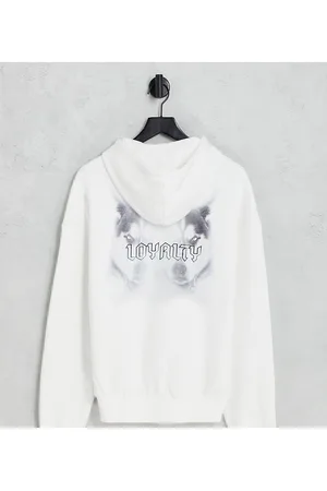ADPT. Washed oversized hoodie with wolf back print in
