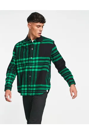 Only & Sons Heavyweight check shirt in and green