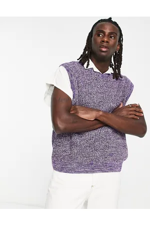 Weekday Men Camisoles - Noa knitted vest in space dye blue