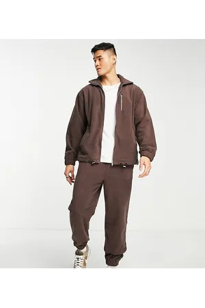 ADPT. Loose fit fleece jogger co-ord in chocolate