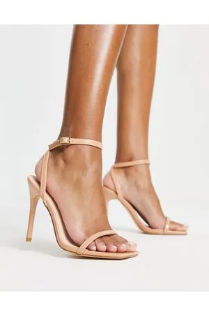 Truffle Collection Barely there square toe stilletto heeled sandals in beige