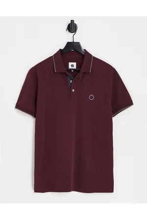 Pretty Green Alloway tipped polo shirt in burgundy