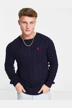 Ralph Lauren Icon logo roving cotton cable knit jumper in