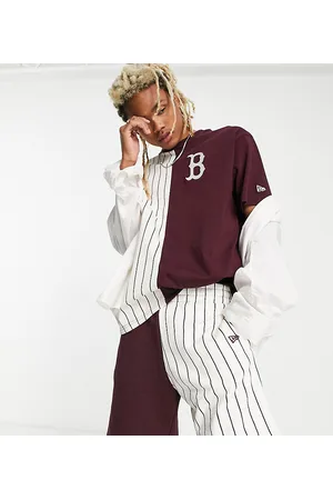 New Era Men Shorts - Boston Sox pinstripe splice shorts in burgundy exclusive to ASOS