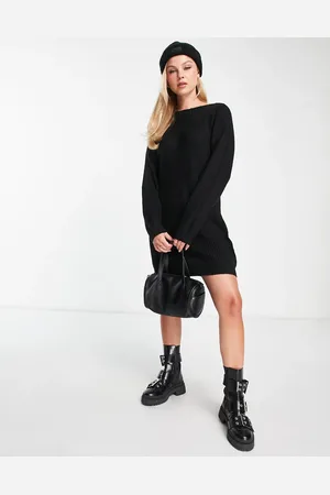 JDY Wide neck knitted mini jumper dress in