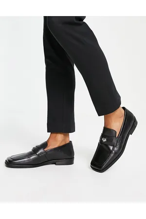 WALK LONDON Luther square toe penny loafers in leather