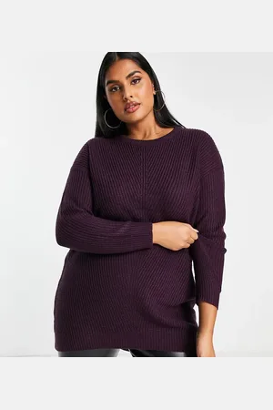 Yours Crew neck jumper in burgundy