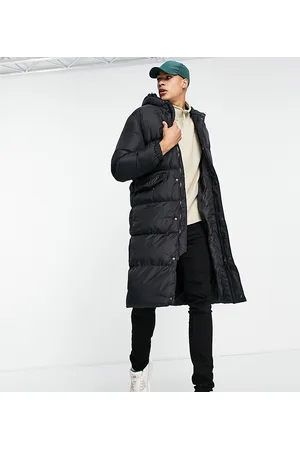 Brave Soul Men Coats - Tall long line puffer coat with hood in