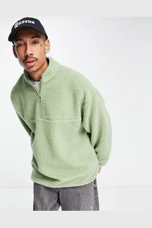 ASOS Oversized half zip sweatshirt in borg