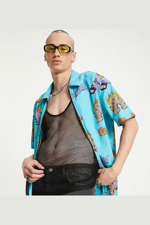 COLLUSION Shirt with double ended zip in print