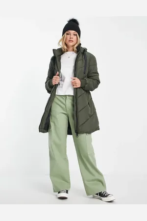 JDY Chevron hooded padded coat in khaki