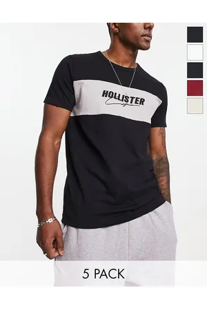 Hollister 5 pack tech logo & colourblock t-shirt in