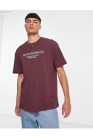 Lee Front workwear logo loose fit t-shirt in burgundy