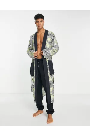 House of Holland Robe in black white and swirl print