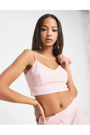 Simmi Tall Summer sequin bralette top co-ord in pink