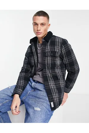 Hollister Borg sherpa lined check overshirt in