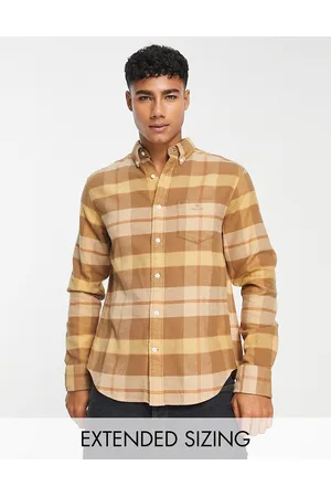 GANT Check flannel regular fit shirt in walnut tan