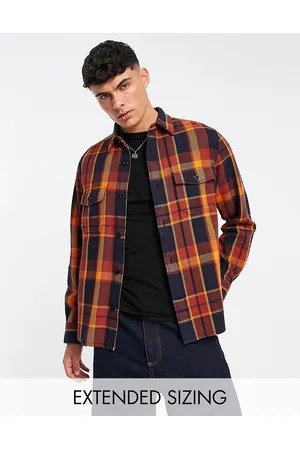 GANT Check heavy twill overshirt in burgundy