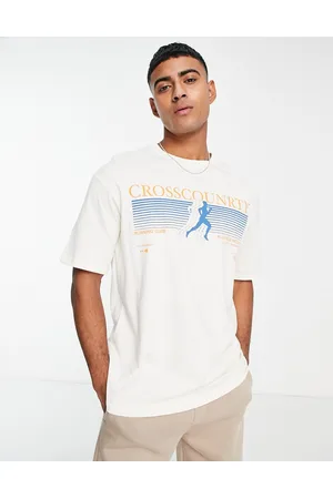 SELECTED Oversize fit t-shirt with running print in beige