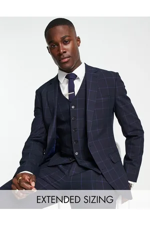Noak Super skinny suit jacket in windowpane check with stretch