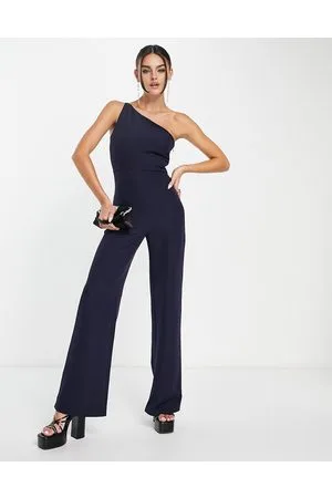 True Violet One shoulder jumpsuit in navy