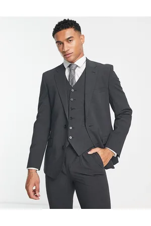 Noak Camden' skinny premium fabric suit jacket in charcoal with stretch
