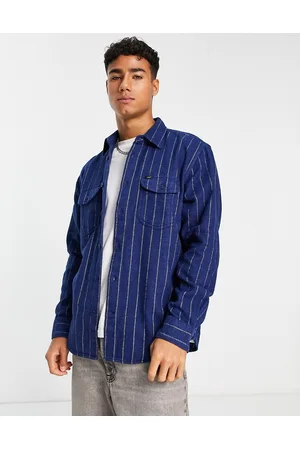 Lee Men Shirts - Striped brushed twill worker shirt relaxed fit in