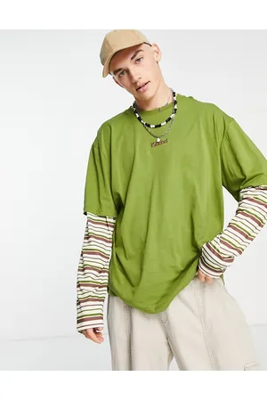 Kickers Layered stripe long sleeve top in green