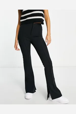 Bershka Split hem flared trousers in