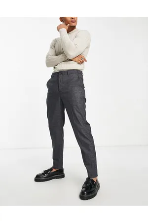 SELECTED Slim tapered fit smart trousers in dark houndstooth