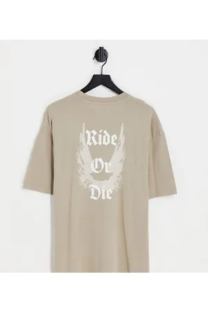 ADPT. Oversized t-shirt with wings back print in beige