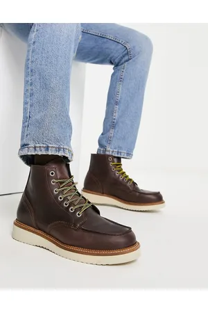 SELECTED Leather lace up boots in tan