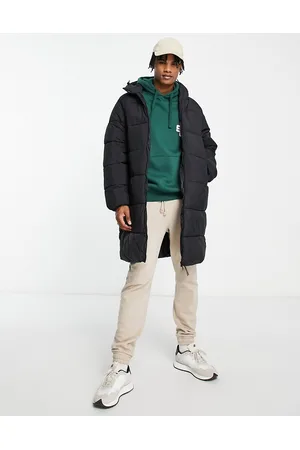 Pull&Bear Longline puffer jacket with hood in
