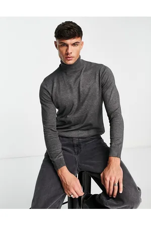 Pull&Bear Roll neck jumper in charcoal